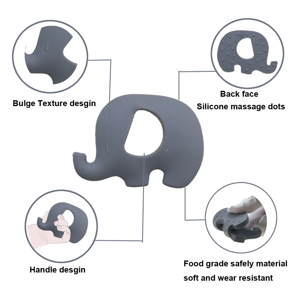 2021 wholesale BPA FREE  baby silicone teething beads teether elephant pendant food grade teether toys silicone