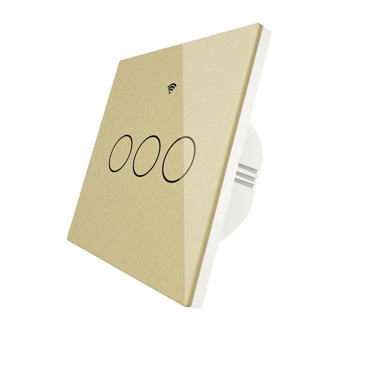 SHUWEI High quality new upgrade automation 3 gang gold no neutral home smart room switch