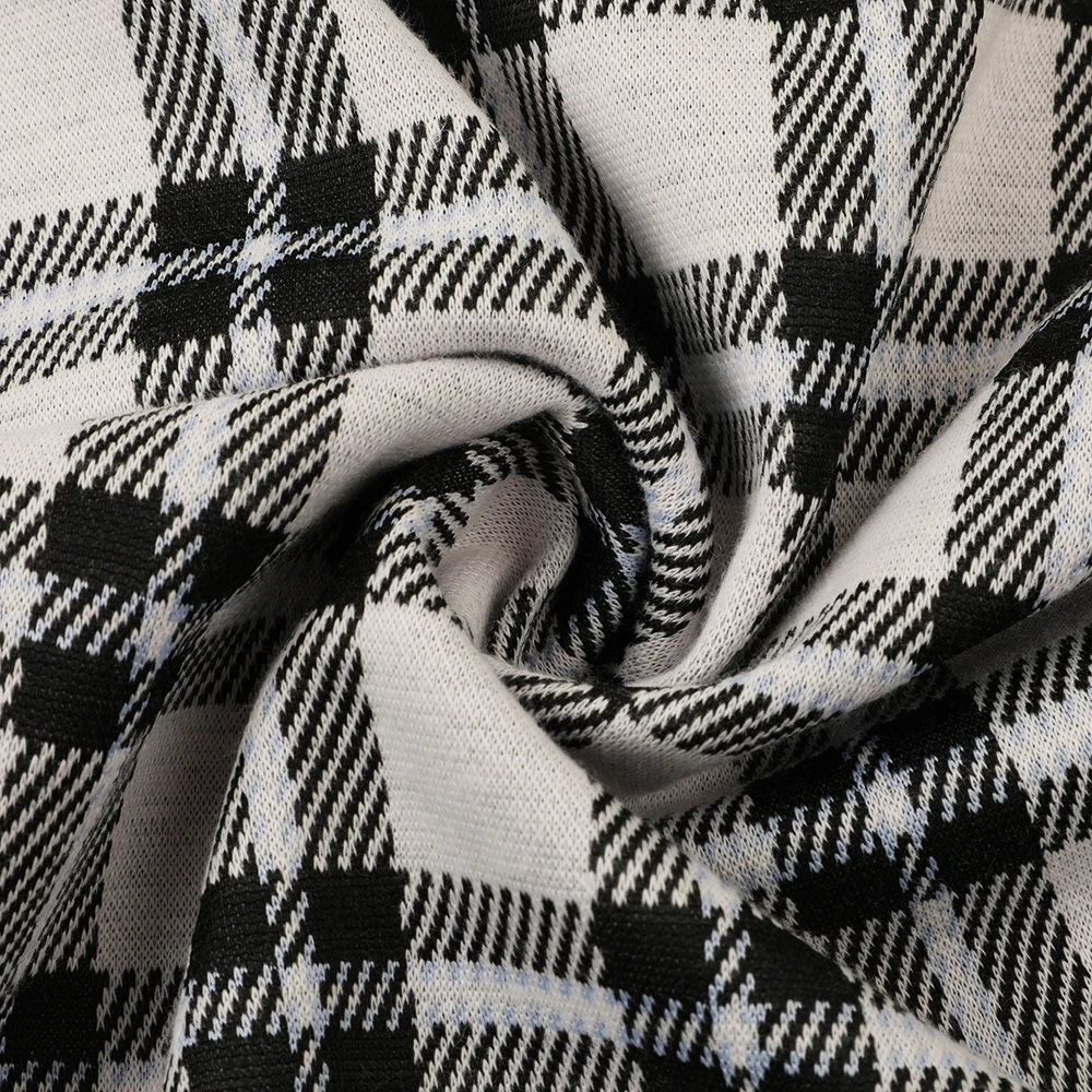 Bulk wholesale classic check yarn dyed textile knit jacquard plaid cvc fabric for coat