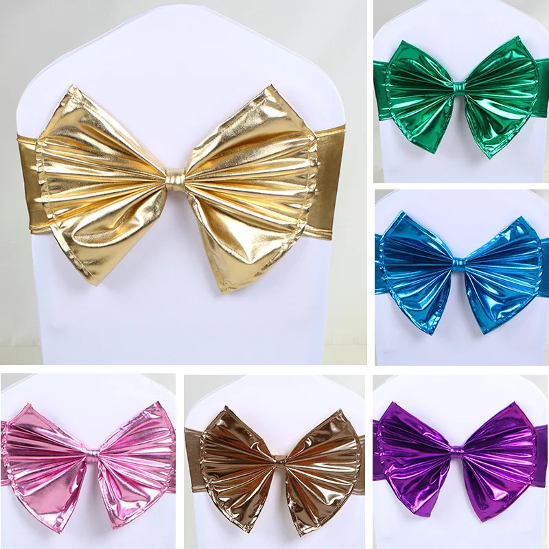 Metallic gold spandex wedding banquet chair sashes