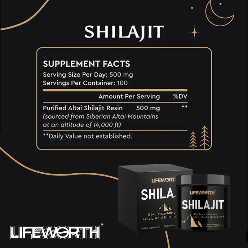 Lifeworth shirajit resin himalayan 85+Fulvic acid trace mineral supplements supports the metabolic immune system