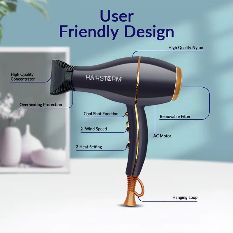 Negative Ionic Hair Dryer 1800W Household Blower Dryer Ceramic Professional Hammer Dryer