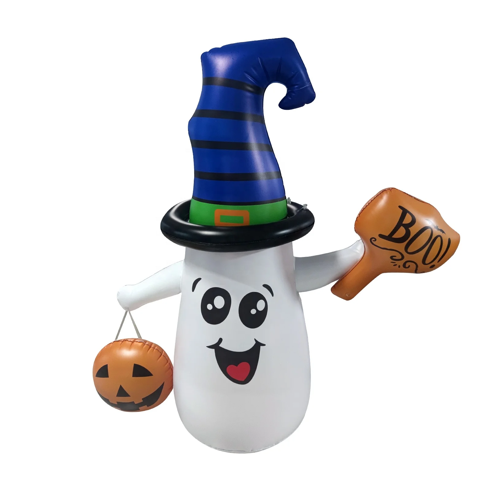 5ft Height Halloween Inflatable LED Lighted White Ghost with Pumpkin Lantern Outdoor Lawn Yard Decoration