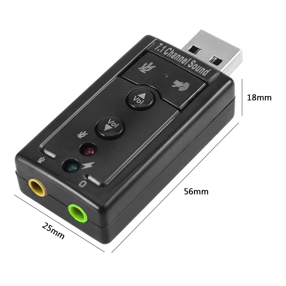 New Virtual 7.1 Channel Sound Card External USB 2.0 Audio Mic Speaker Adapter Microphone Stereo 3.5mm Jack Headset Sound Card