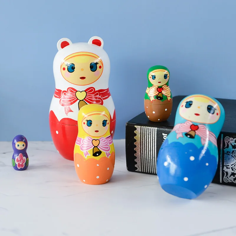 Best Selling Manual Wholesale Customization Matryoshka Wood Russian Doll Cartoon Toy for Gift