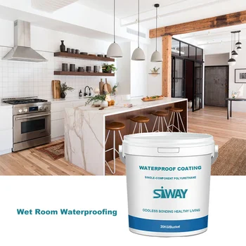 SIWAY single part roof liquid PU polyurethane waterproof coating for Cement-based surface concrete floor tiles marble wood board