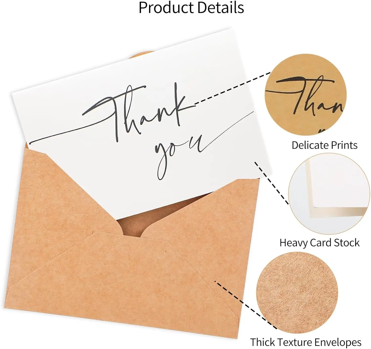 Hot sales Thank You Cards with Kraft Envelopes with Stickers  Minimalistic Design Bulk Gift Card Logo Print