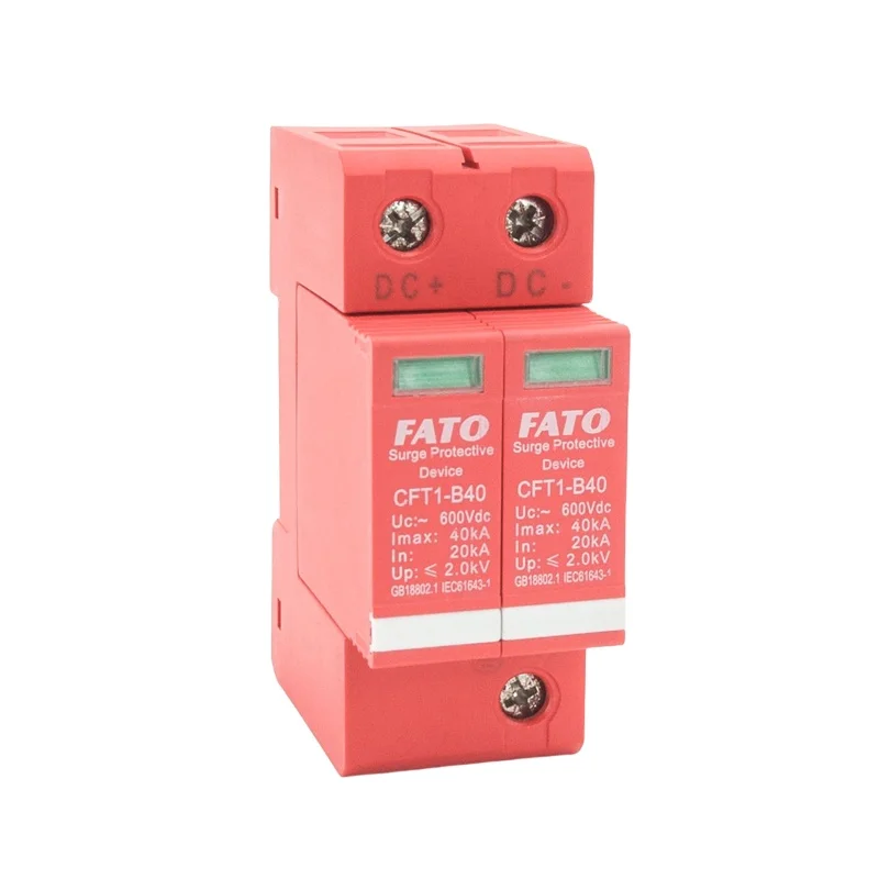FATO Surge Protector Device 20KA-40KA DC 500V 800V 1000V Solar PV SPD Power Arrester