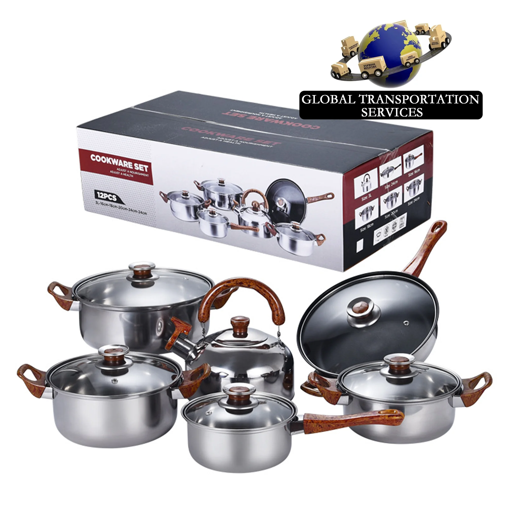 Factory Price 12pcs Milk Bucket Cooking Pots Set Kitchen Pots Nonstick Kitchen Cookware Sets Juego de utensilios with 6 lids