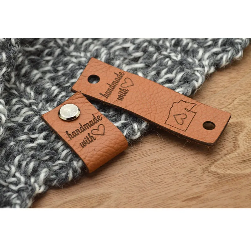 High Quality Leather Labels Personalized With Rivets Handmade Tags Sew On Brand Logo Garment Label Diy Accessories