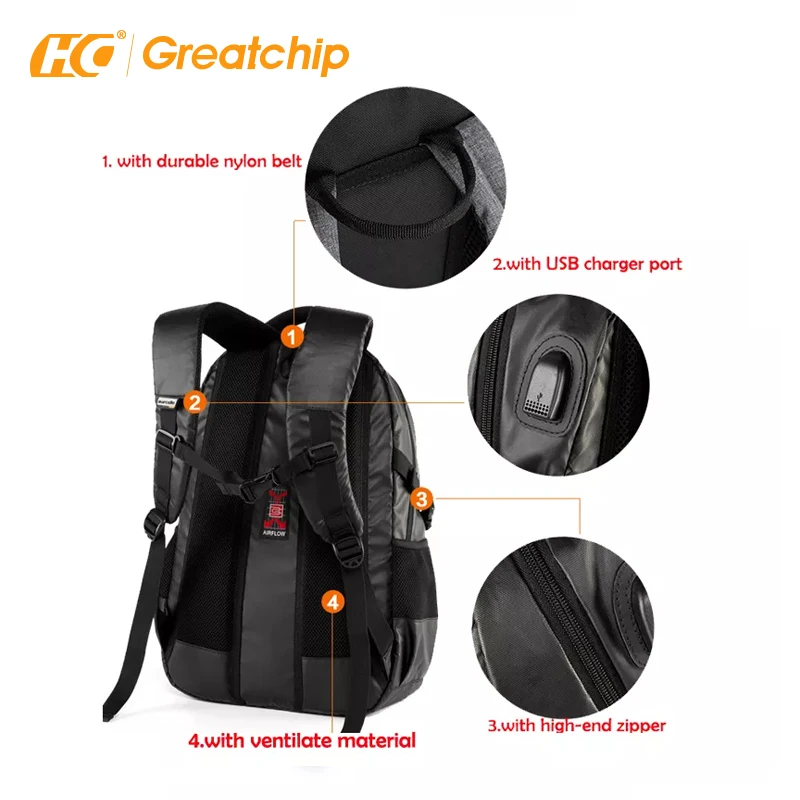 NEW Business Large Capacity Waterproof Anti Theft USB Backpack Bags with Charging Port