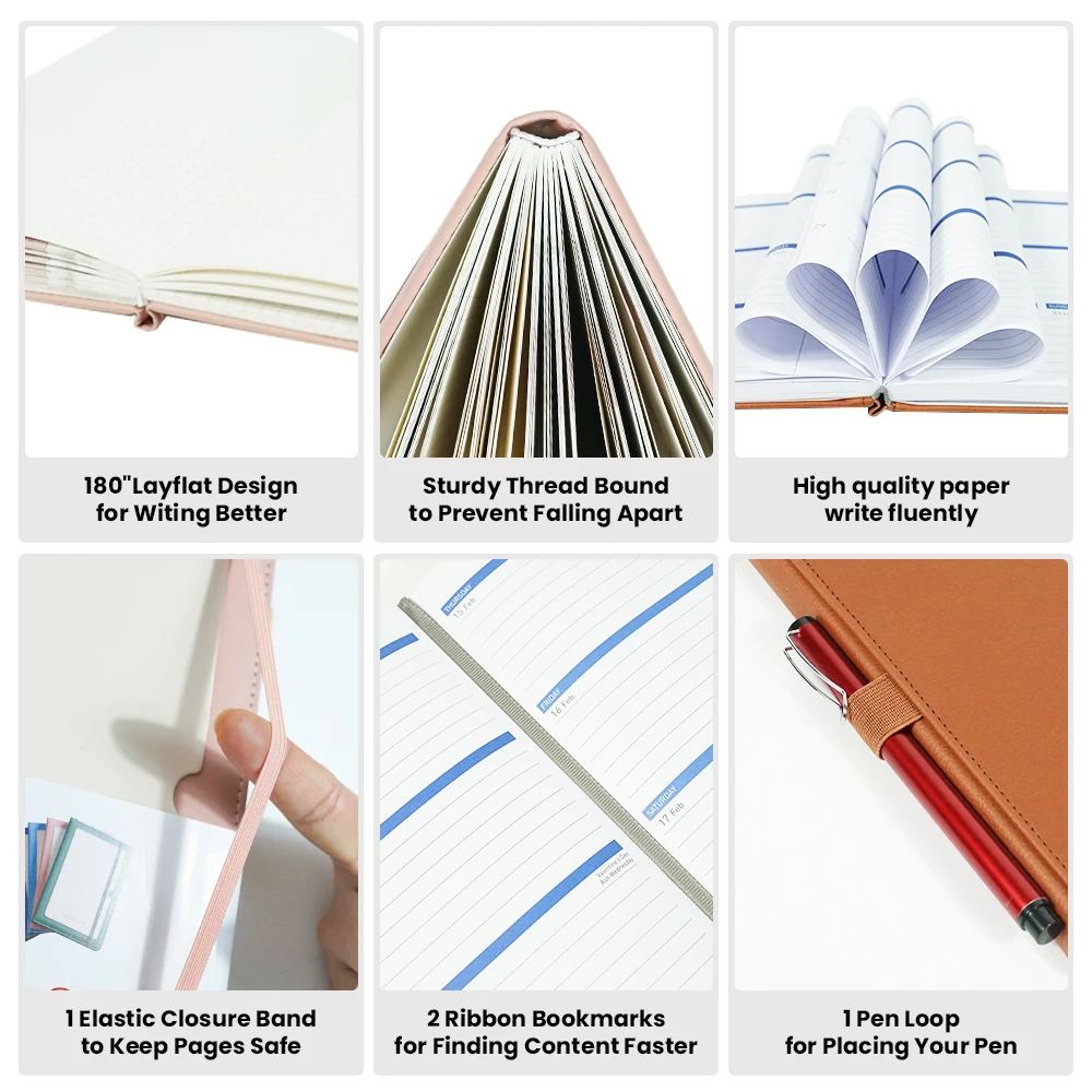 Pu Leather Hardcover Sublimation Blank Custom Logo Aesthetic Binder Notebook Manufacturers