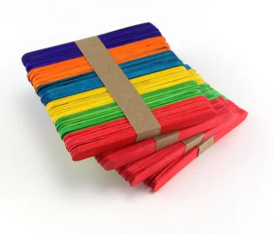 Colored natural color wooden popsicle stick color ice cream stick