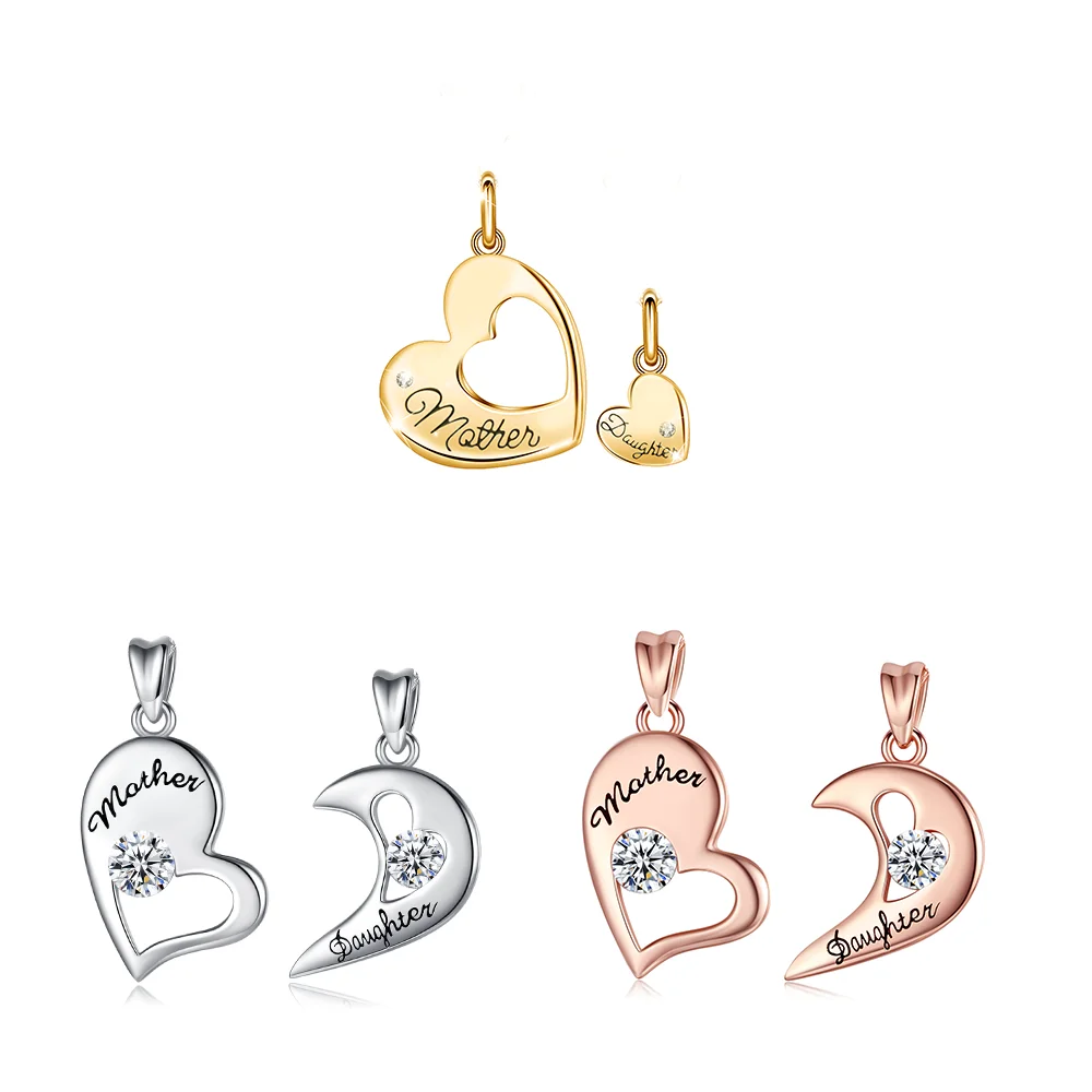 Merryshine 925 Sterling Silver Matching Set Mothers Day 2 Mother Daughter Heart Necklaces for Women