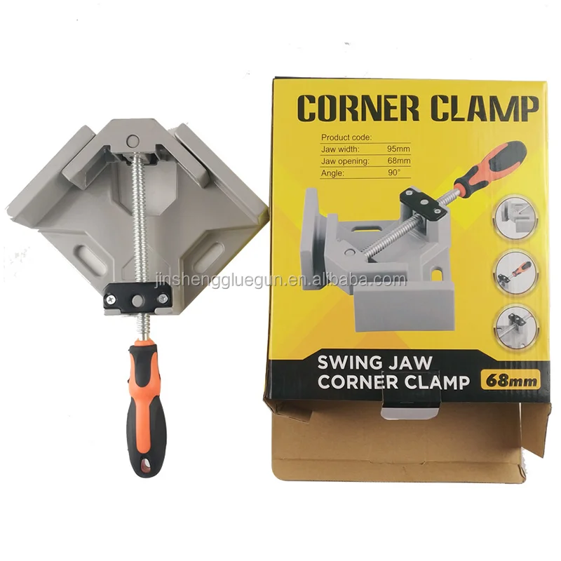 Factory direct single handle 90 degree aluminum alloy right angle clamp, glass right angle tool flat pliers