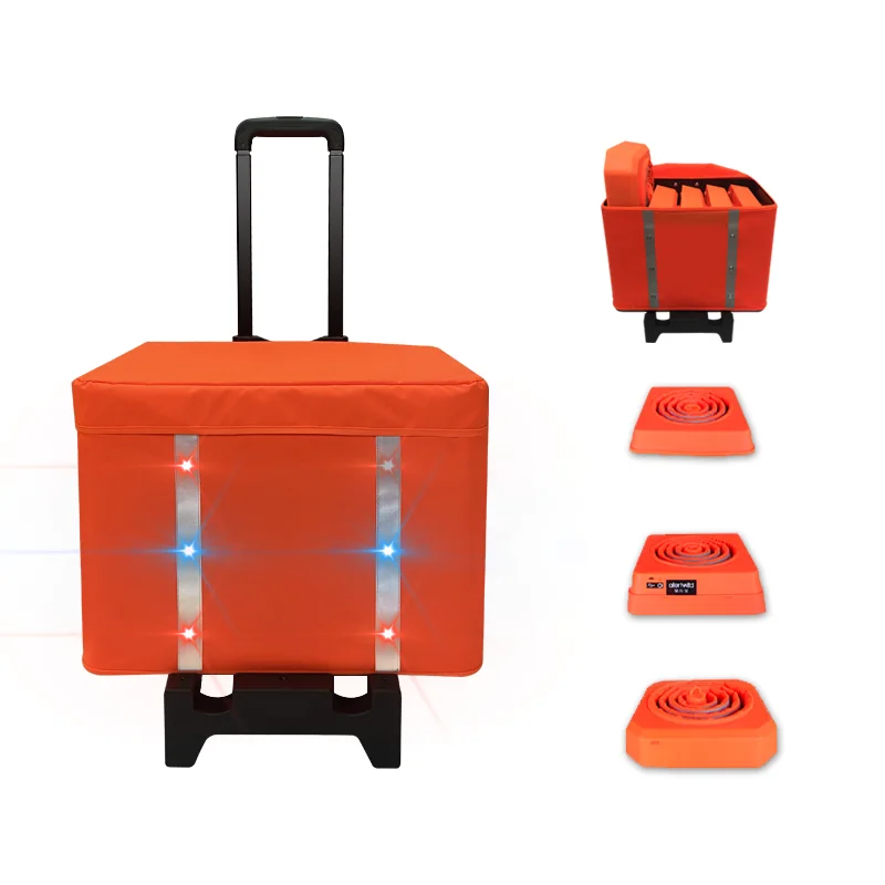 Collapsible Safety Road Cone Portable Store case with Light Flashing LED Luminous Storage Box for Retractable Traffic Cone