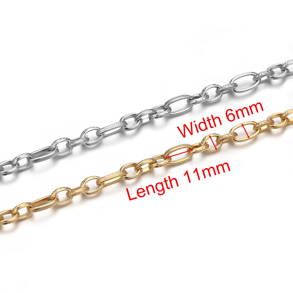 Stainless Steel 6mm Wide Flat Line Embossed Chains for Diy Jewelry Making Accessories Necklace Find Handmade Accessory