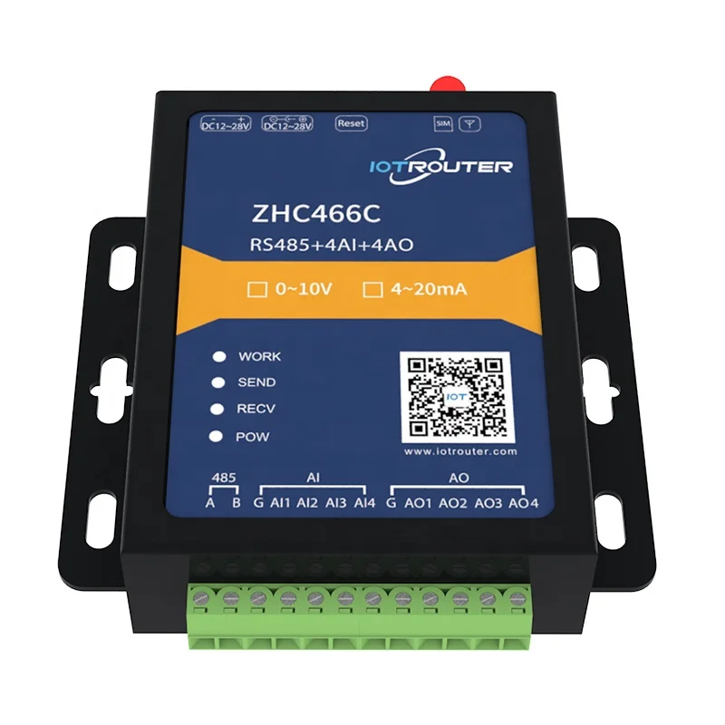 MODBUS RTU TCP MQTT Analog Input 4-20mA 0~10V Data Acquisition 4G GPRS IoT Gateway
