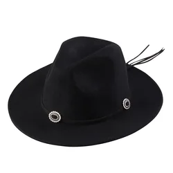 new flat top fedora hat traditional handmade men fedora hats wide brim western style factory wholesale