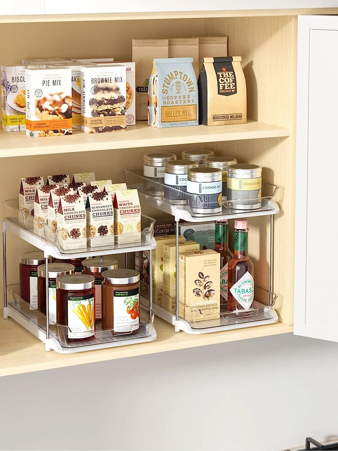 2023 New Transparent Under Sliding Cabinet Storage Container Basket Drawer Rack 2 Tier Clear Organizer With Dividers