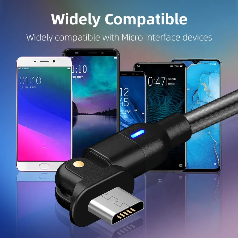  Прямая поставка поворотный на 180 градусов USB-кабель для Android микро-головка зарядное устройство микро-кабель зарядки мобильного
