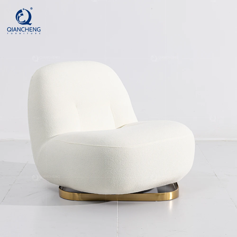 Supplier OEM Furniture Swivel Leisure Chair Manufacturer Factory Wholesale Hotel Sherpa Fleece Boucle Fabric single Sofa Chair