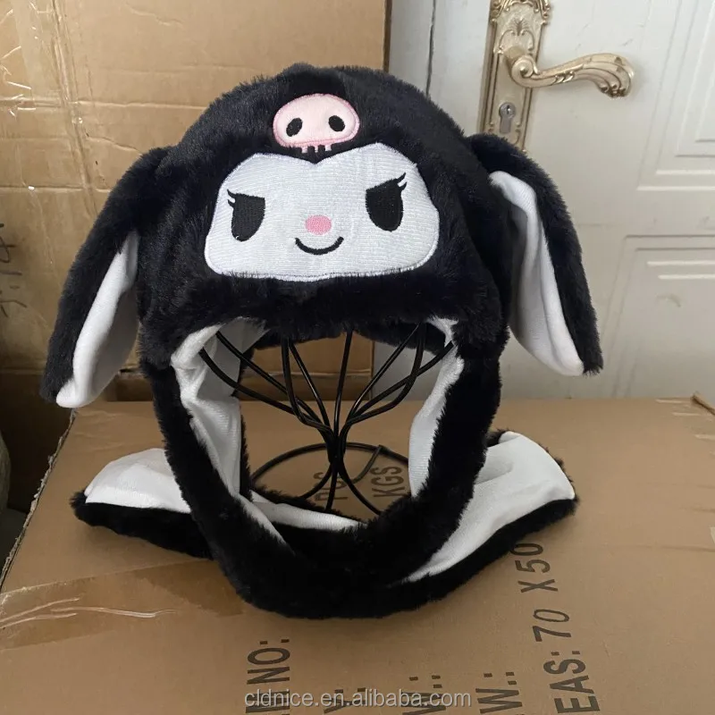 Хорошая плюшевая светящаяся шапка с подвижными ушками Kuromi My Melody зимняя утепленная подушка безопасности светлая шляпа