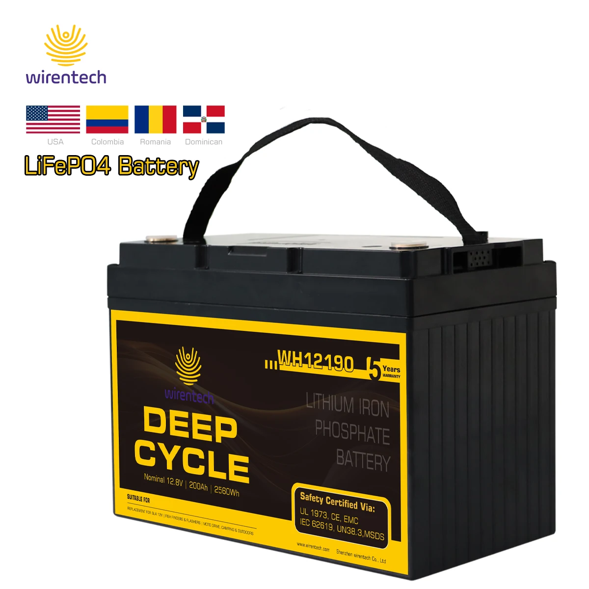 12V 100Ah 195Ah 200Ah 300Ah Cranking Starting Lifepo4 Battery for RVs Marine Home Energy Storage IP67