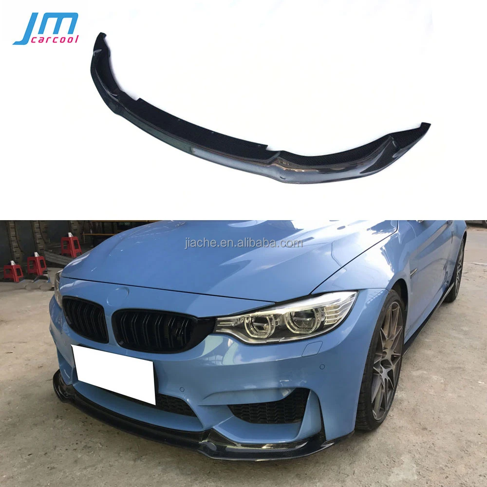 Carbon Fiber Car Front Bumper Lip Spoiler for BMW 3 Series F80 M3 4 Series F82 F83 M4 2014-2018 V Style FRP Head Chin