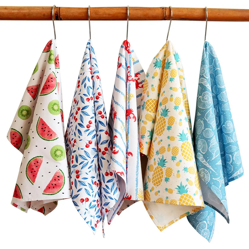 Small Fresh Style Printed Cotton Napkin Kitchen Tea Towel and Placemat Covering Cloth Fabric Mats & Pads