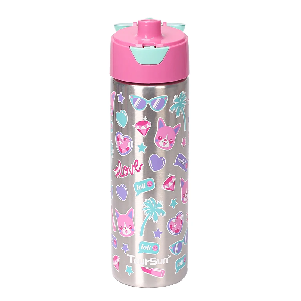 Promotional Stainless Steel Insulated Double Wall Print Kids Cartoon Water Bottles With Custom Logo