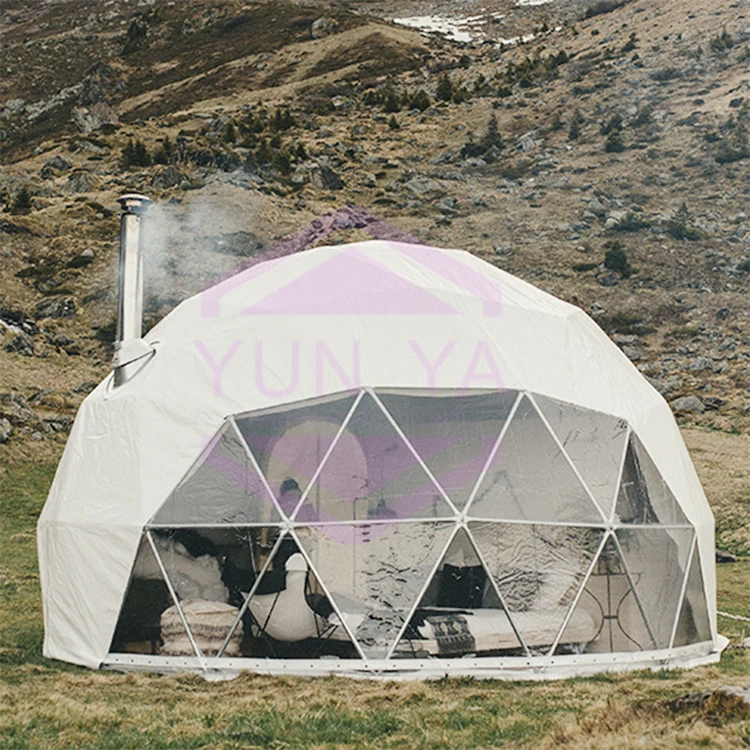 Diameter 7M INS Style Steel Structure Glamping Skylight Dome House Hiking Wild Forest Camping Prefab Dome Tent