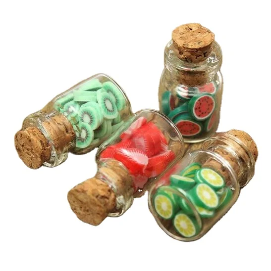
1:12 Doll House Mini Food Accessories Fruit Slices Glass Bottle with Cork Cans 