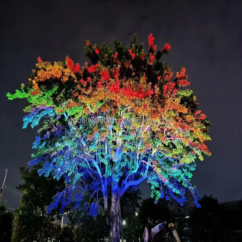 Outdoor decoration tree rainbow RGB floodlight, artificial decoration tiara coconut lighted palm tree light/50W R/G/B color