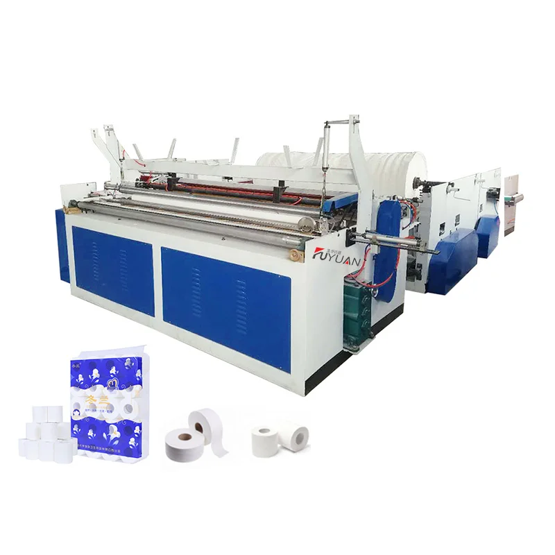 Automatic toilet paper rewinding glue embossing perforating machine making toilet paper cutting packing line