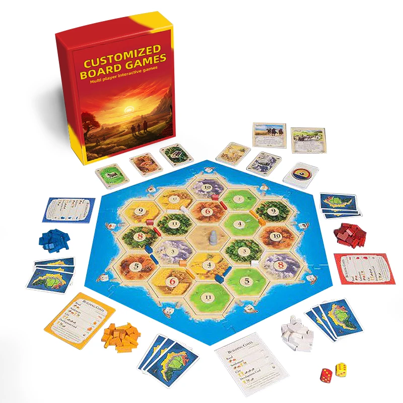 Low price high quality customized desk catan junior Plastic Board Games playing game for adults and children