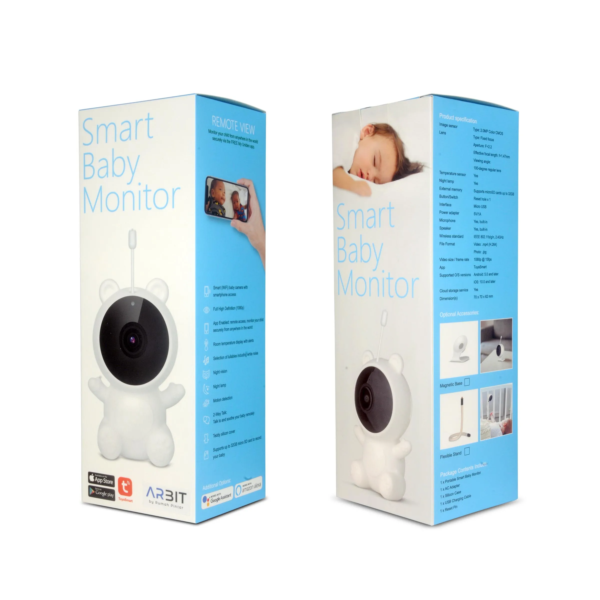 1080Baby Monitor,Temperature sensor,Table Lamp,Night version,WiFi Baby Camera,Work with Google/Alexa