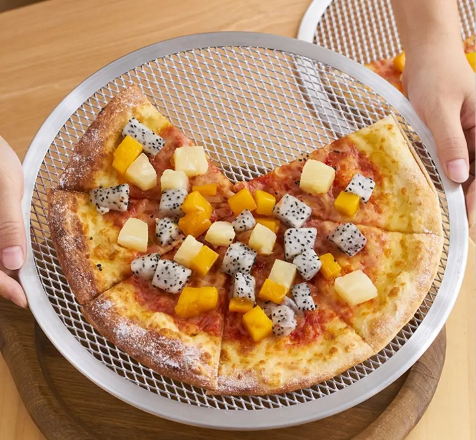 pizza oven screen 10 inches Wholesale  Perforated Pizza Pan Aluminum Tray Mesh Screen, Kitchen Pizza Tool