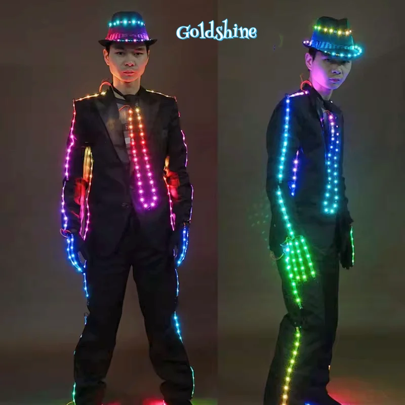 LED Light-Emitting White Flash Stage Outfit Magic Suit Hoodie for KTV Bar Performance Party Favors