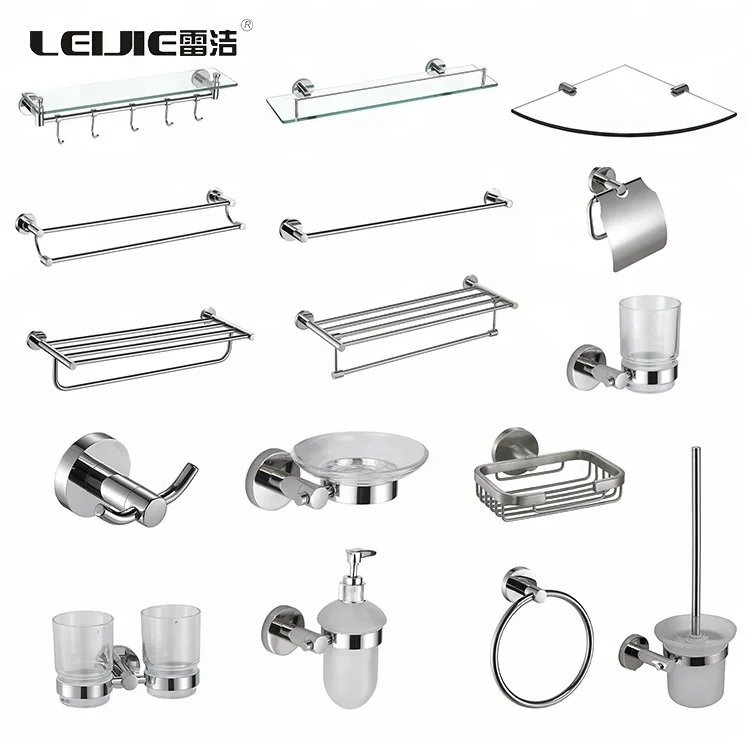 
Modern wall-mounted stainless steel bathroom accessories set 