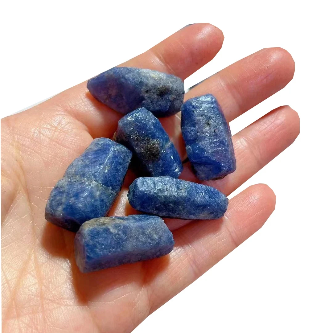 Wholesale natural crystal healing semi precious gemstone rough uncut blue corundum for jewelry making