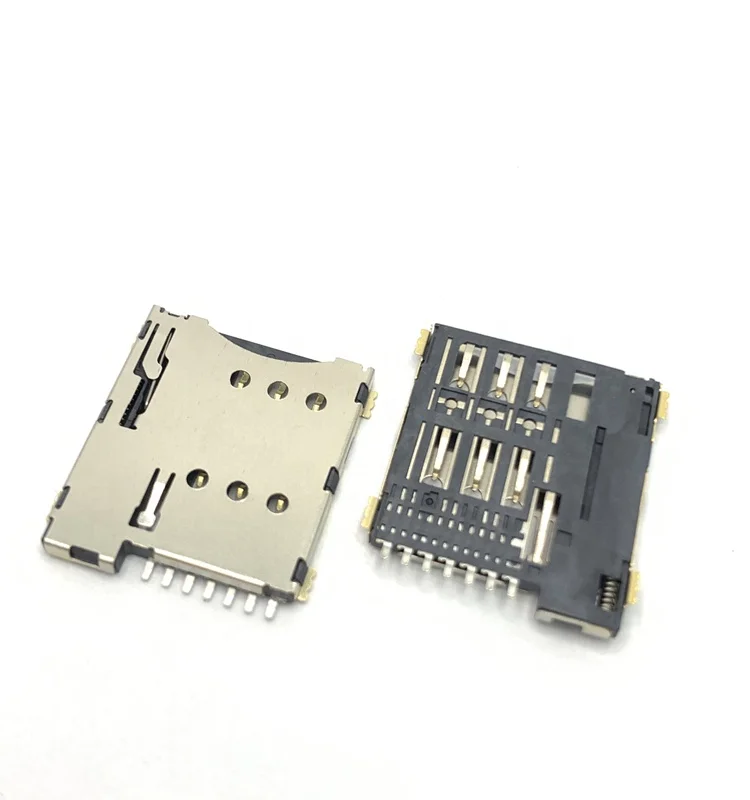 Factory direct sell sim card socket  7pin SMT Type push push micro sim card connector reader