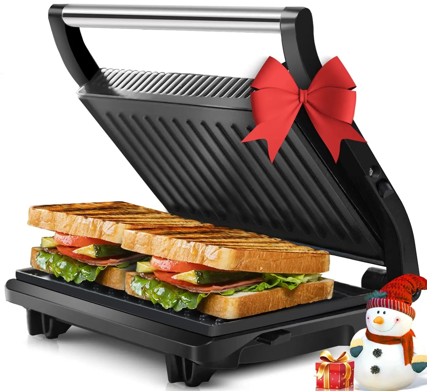 Electric Panini Press 4-6 Slices Temperature Control Sandwich Maker