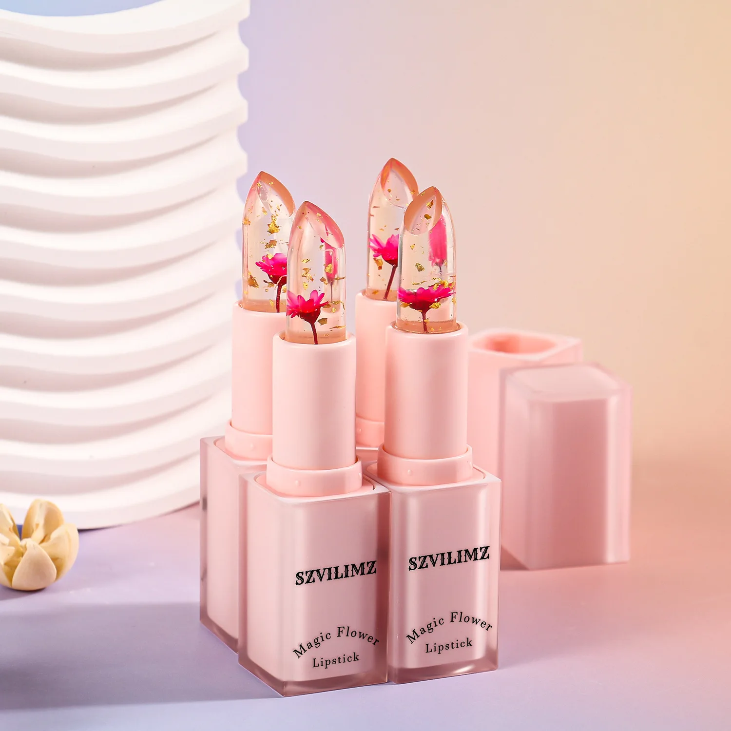Spot logo Floral Lipstick Moisturizing Lip Care Strawberry Flower Lipstick