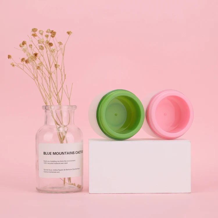 Double wall clear frosted plastic cosmetic jars body scrub skincare unique colorful frosted plastic jars cosmetic