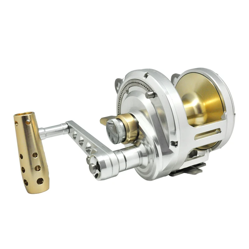 Stock deep sea full metal 50w trolling rods and big game reels 2 speed boat fishing reel