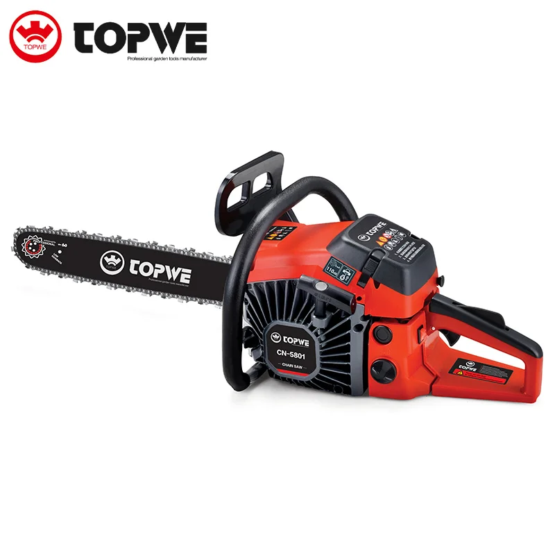 TOPWE   Professional Chainsaw 58cc Petrol Saw Big Powerful Chain Saw
