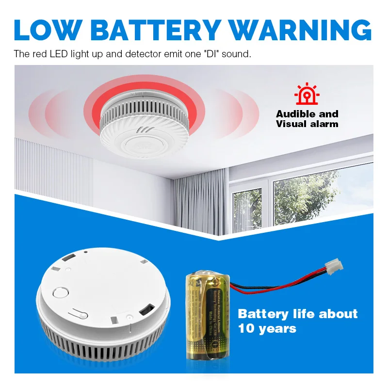 Standalone Photoelectric Smoke Alarm High Sensitive Security Independent Smoke Detector Fire Sensor
