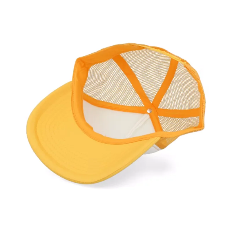 Vintage Foam Sky Sunflower White Trucker Mesh Custom Logo PVC Orange Trucker Hat Wholesale Patch 5 Panel For Women Men Kids