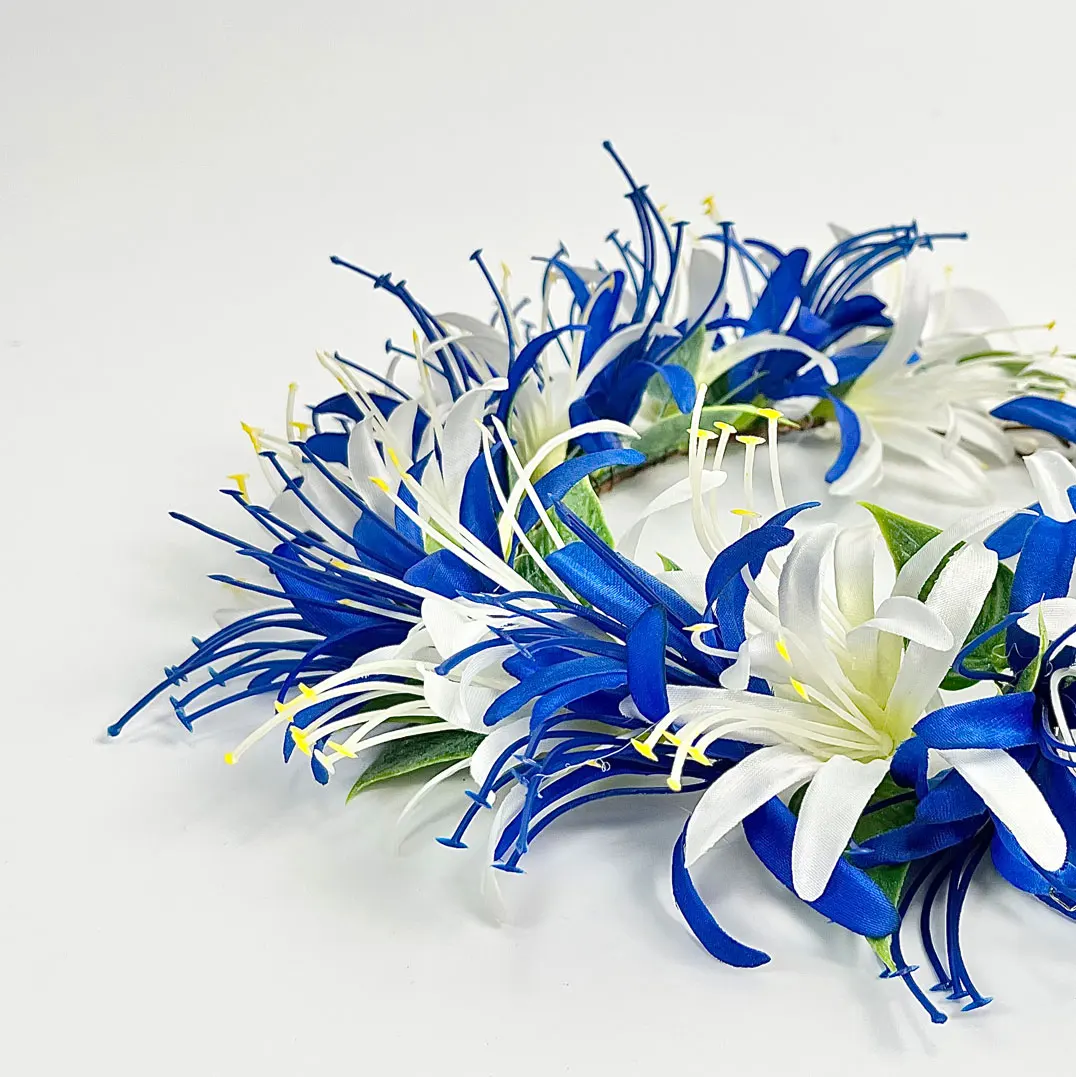 Artificial Spider Lily Headband Hawaiian Haku For Luau Merrie Monarch Polynesian Hula Dance Samoan Fabric Flower Headband Piece